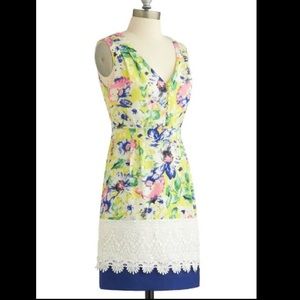 Modcloth Floral color block dress